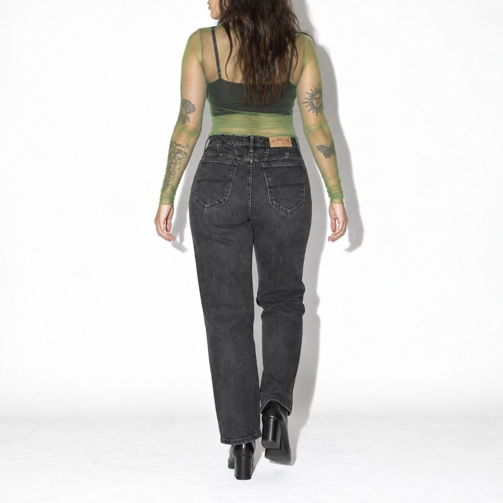 90s Vintage High Waist Straight Leg Jeans Womens 12 Black Stretch Denim Riders - Picture 2 of 9